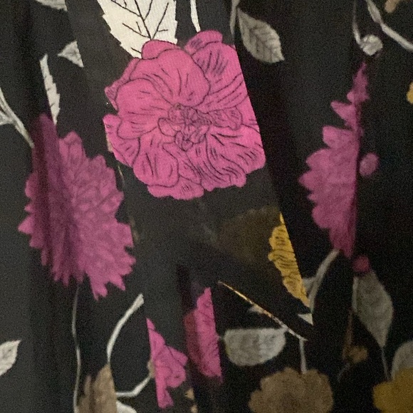 LANE BRYANTSIZE 24 SOFT FLOWY BLACK FLORAL PRINT SHEER  LINED DRESS RUFFLED HEM - Picture 10 of 15